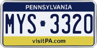 PA license plate MYS3320