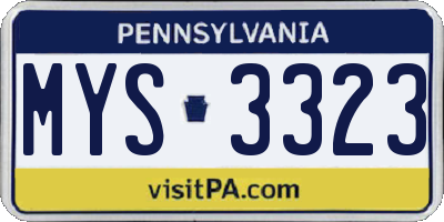 PA license plate MYS3323