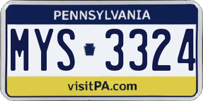PA license plate MYS3324