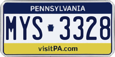 PA license plate MYS3328