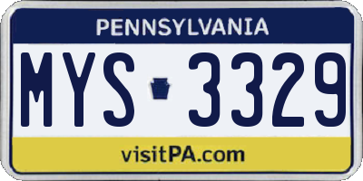 PA license plate MYS3329