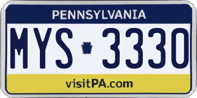 PA license plate MYS3330