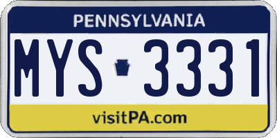 PA license plate MYS3331