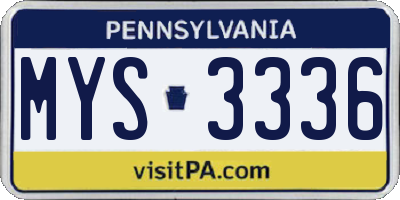 PA license plate MYS3336