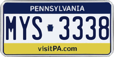 PA license plate MYS3338