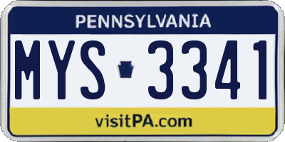 PA license plate MYS3341