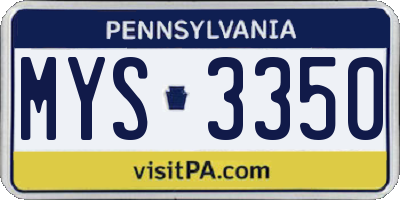 PA license plate MYS3350