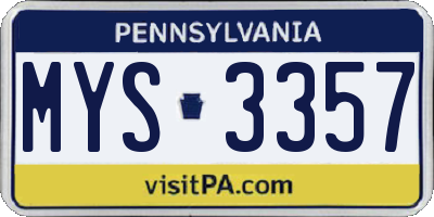 PA license plate MYS3357