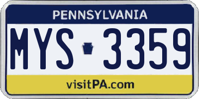 PA license plate MYS3359