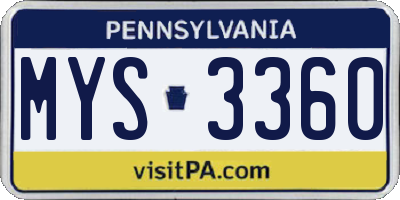 PA license plate MYS3360