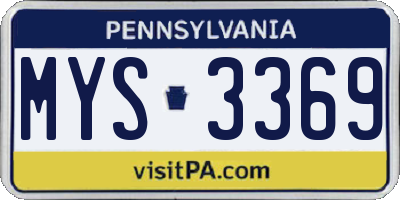 PA license plate MYS3369