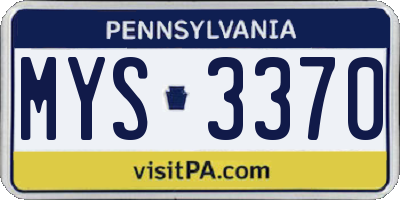 PA license plate MYS3370