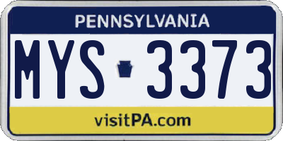 PA license plate MYS3373
