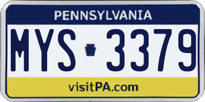 PA license plate MYS3379