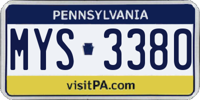 PA license plate MYS3380