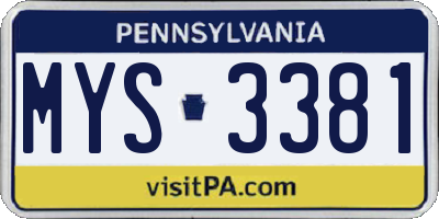 PA license plate MYS3381