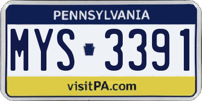 PA license plate MYS3391
