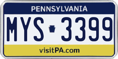 PA license plate MYS3399