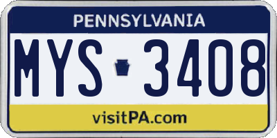 PA license plate MYS3408