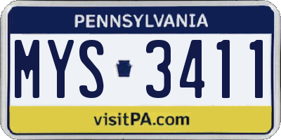 PA license plate MYS3411