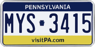 PA license plate MYS3415