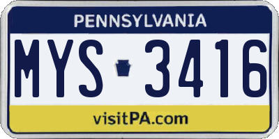 PA license plate MYS3416