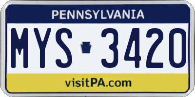 PA license plate MYS3420