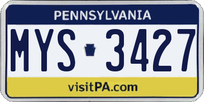 PA license plate MYS3427