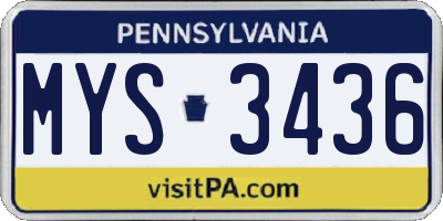 PA license plate MYS3436