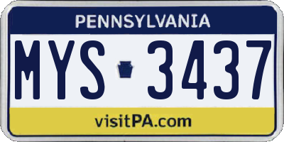 PA license plate MYS3437