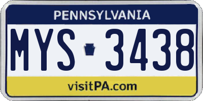 PA license plate MYS3438