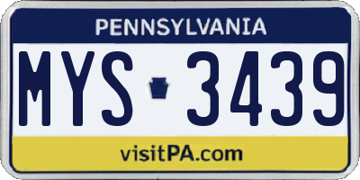 PA license plate MYS3439