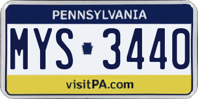 PA license plate MYS3440