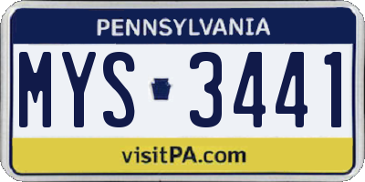 PA license plate MYS3441