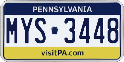 PA license plate MYS3448