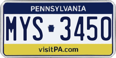 PA license plate MYS3450