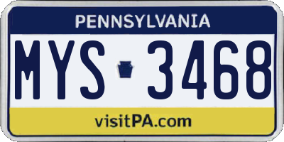 PA license plate MYS3468