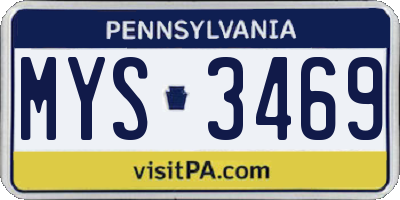 PA license plate MYS3469