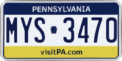PA license plate MYS3470