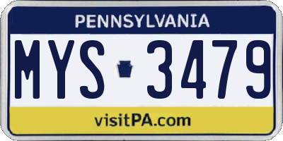 PA license plate MYS3479