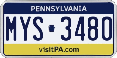 PA license plate MYS3480
