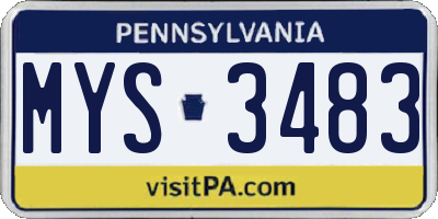 PA license plate MYS3483