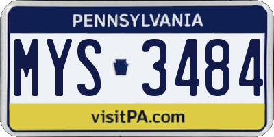 PA license plate MYS3484