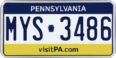 PA license plate MYS3486