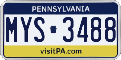 PA license plate MYS3488