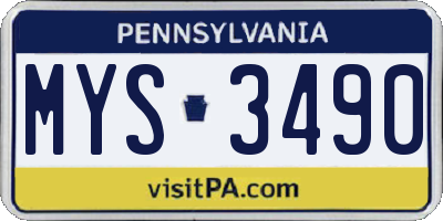 PA license plate MYS3490