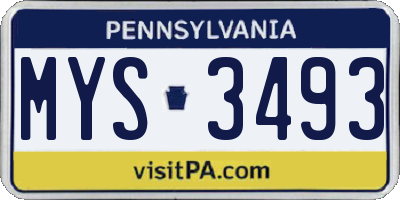 PA license plate MYS3493