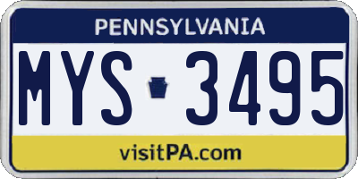 PA license plate MYS3495