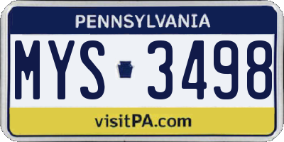 PA license plate MYS3498