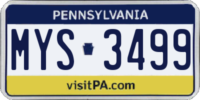 PA license plate MYS3499